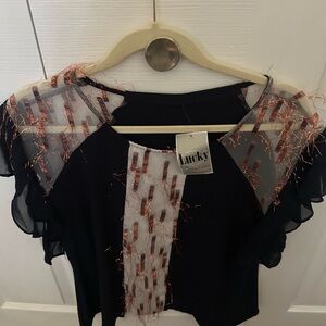 Black and Copper Sheer Top